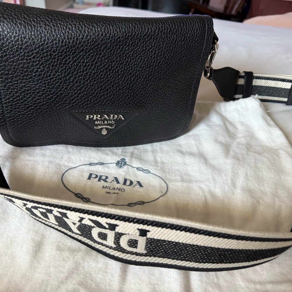 Authentic LIKE NEW Prada Small Flou Pebbled Leather Crossbody or Shoulder Bag